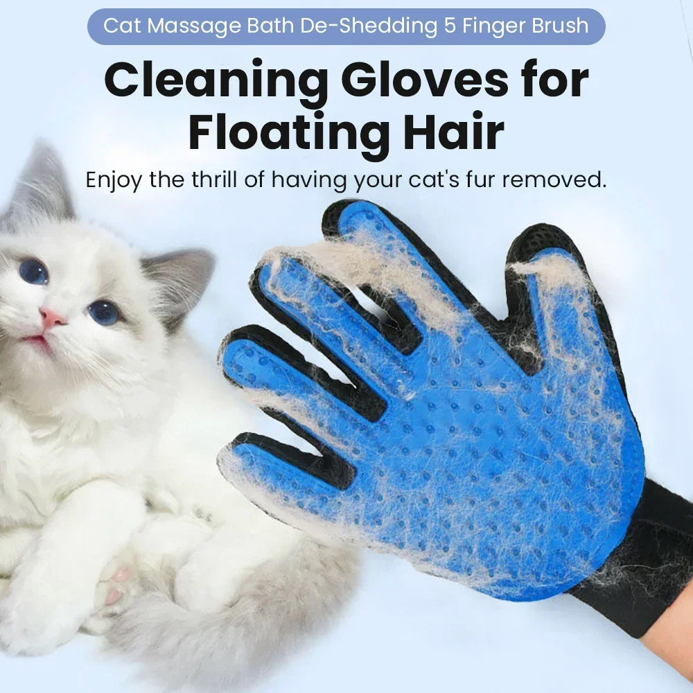5-Finger Pet Grooming Glove — Gentle Deshedding Brush for Dogs & Cats