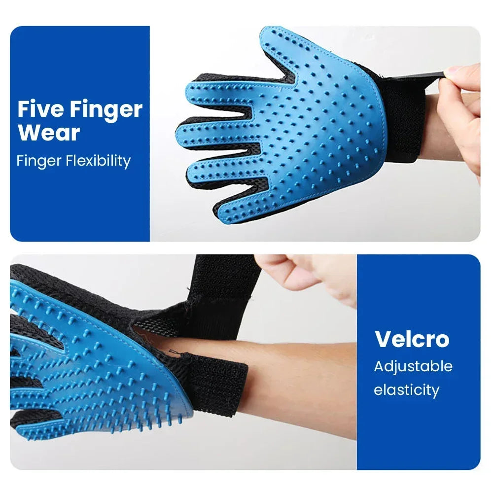 5-Finger Pet Grooming Glove — Gentle Deshedding Brush for Dogs & Cats